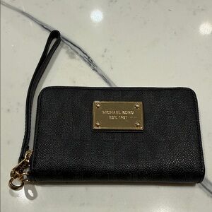 Michael Kors Black and Gold Wristlet